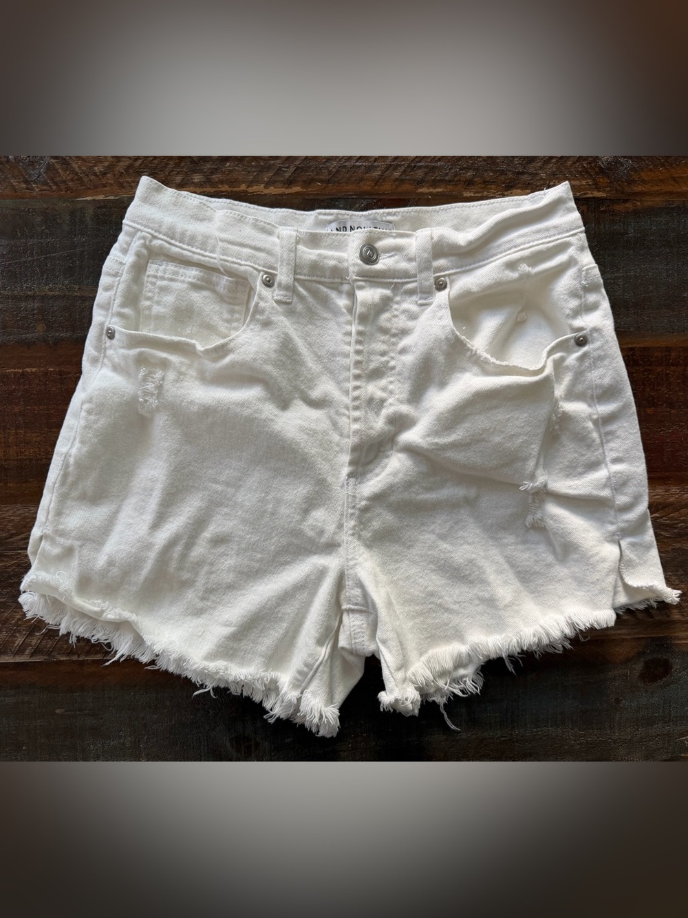 And Now This Women's 27 High-Rise Frayed-Hem Jean Shorts | SKU 0331
